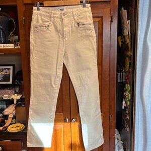 NWT Paige Cindy Hi Rise Straight Ankle Cream 28 Zipper Pocket